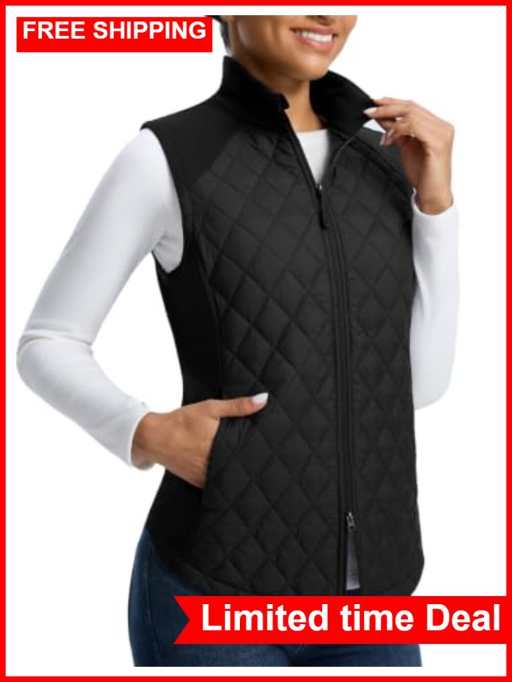 baleaf Women's Puffer Vest Lightweight Water Resistant Winter Warm Full Zip